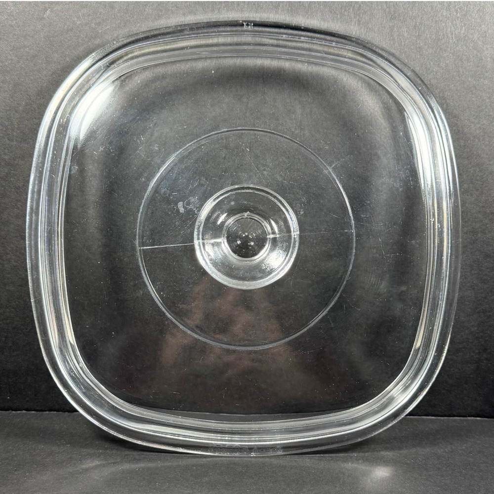 Pyrex Casserole Lid A-9-C Clear Glass Square Replacement Vintage Kitchenware 8in